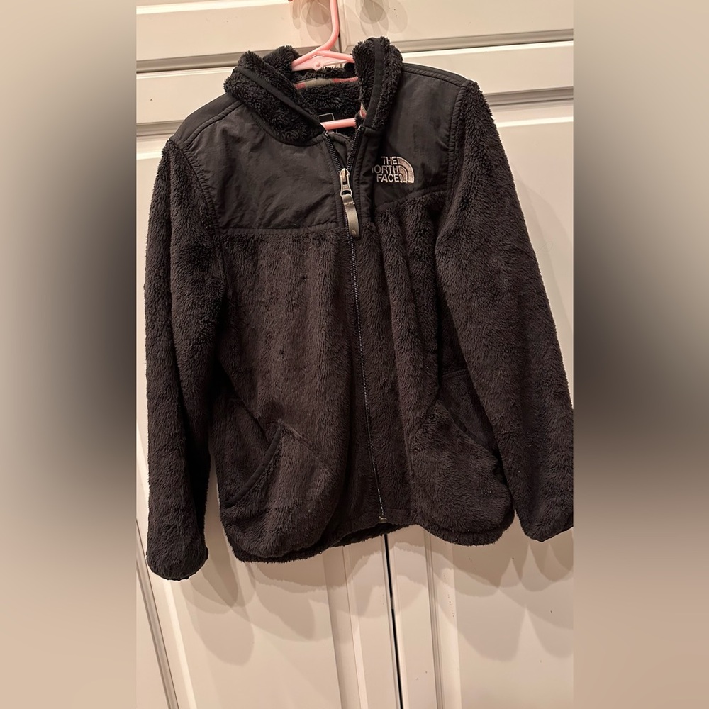 The North Face Girl’s Black Fleece Jacket with Logo Medium- Girls 8